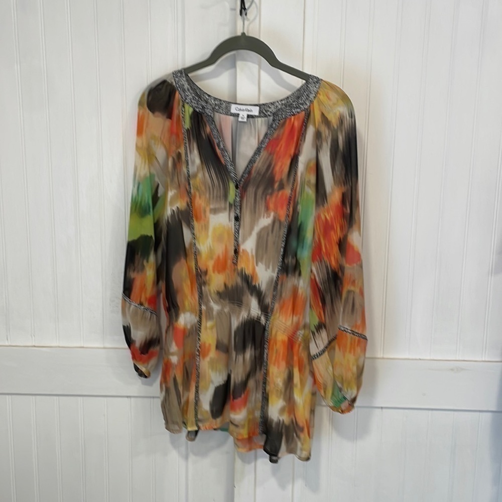 Calvin Klein multicolor blouse with gathered waist size M